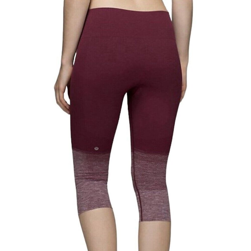 Lululemon Leggings Women's 6 Ebb to Street Crop Athletic Yoga Burgundy Gym